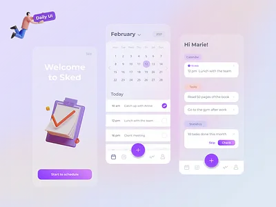 Schedule App "Sked" daily ui dailyui dailyuichallenge mobile app mobile ui planner planning schedule schedule app schedules ui ux uidesign uiux