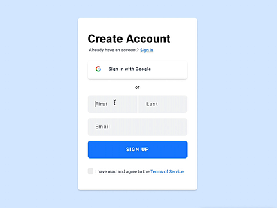 Create Account From Tailwind animation code codepen create account design figma form tailwind tailwindcss ui web design web development