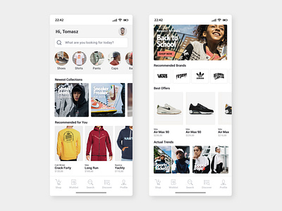 Apparel shop application app interface interface design product design ui user interface ux uxui web