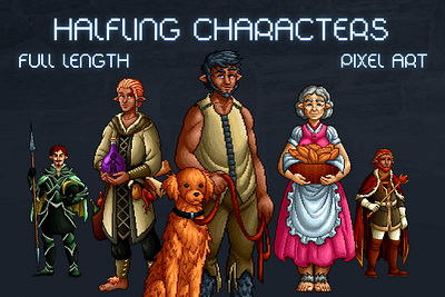 Free Halfling Characters Pixel Art 2d art asset assets ccg character fantasy game game assets gamedev indie indie game pixel pixelart pixelated rpg set sets tcg