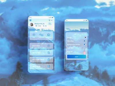 Quiz game Glass Effects design designinspiration glass glasseffect glassmorphism photosop quiz quizgame ui uidesign uiux ux