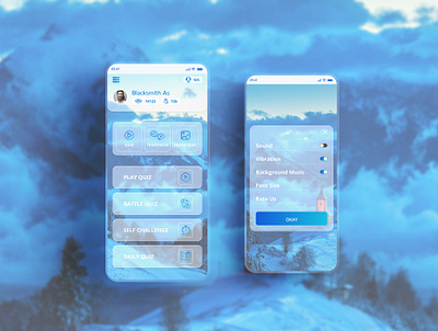Quiz game Glass Effects design designinspiration glass glasseffect glassmorphism photosop quiz quizgame ui uidesign uiux ux