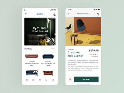 MANDO | Furniture Shop Mobile App app design ecommerce furniture mobile shop sofa store ui ux