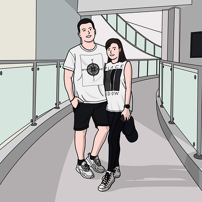 Couple vibing adobe illustrator avatar design cartoon style design flat illustration vector