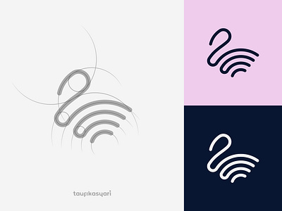 Monoline Swan Logo branding elegant goose graphic design grid icon identity logo logo construction logo designer logo grid monoline swan wings