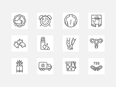 Flex Icon Set approval icon clock icon exercise icon flex icon set icons illustration line art line art icons minimal modern simple toxic shock syndrome tss tss icon uterus uterus icon