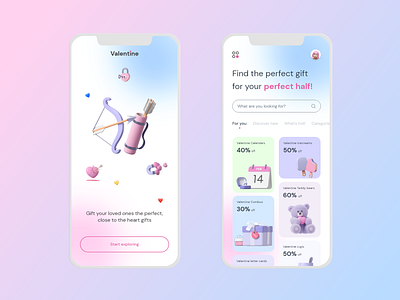 Valentine Shopping app 3d app 3d art 3d design app love minimal app minimal ui valentine app valentine day valentines valentinesday