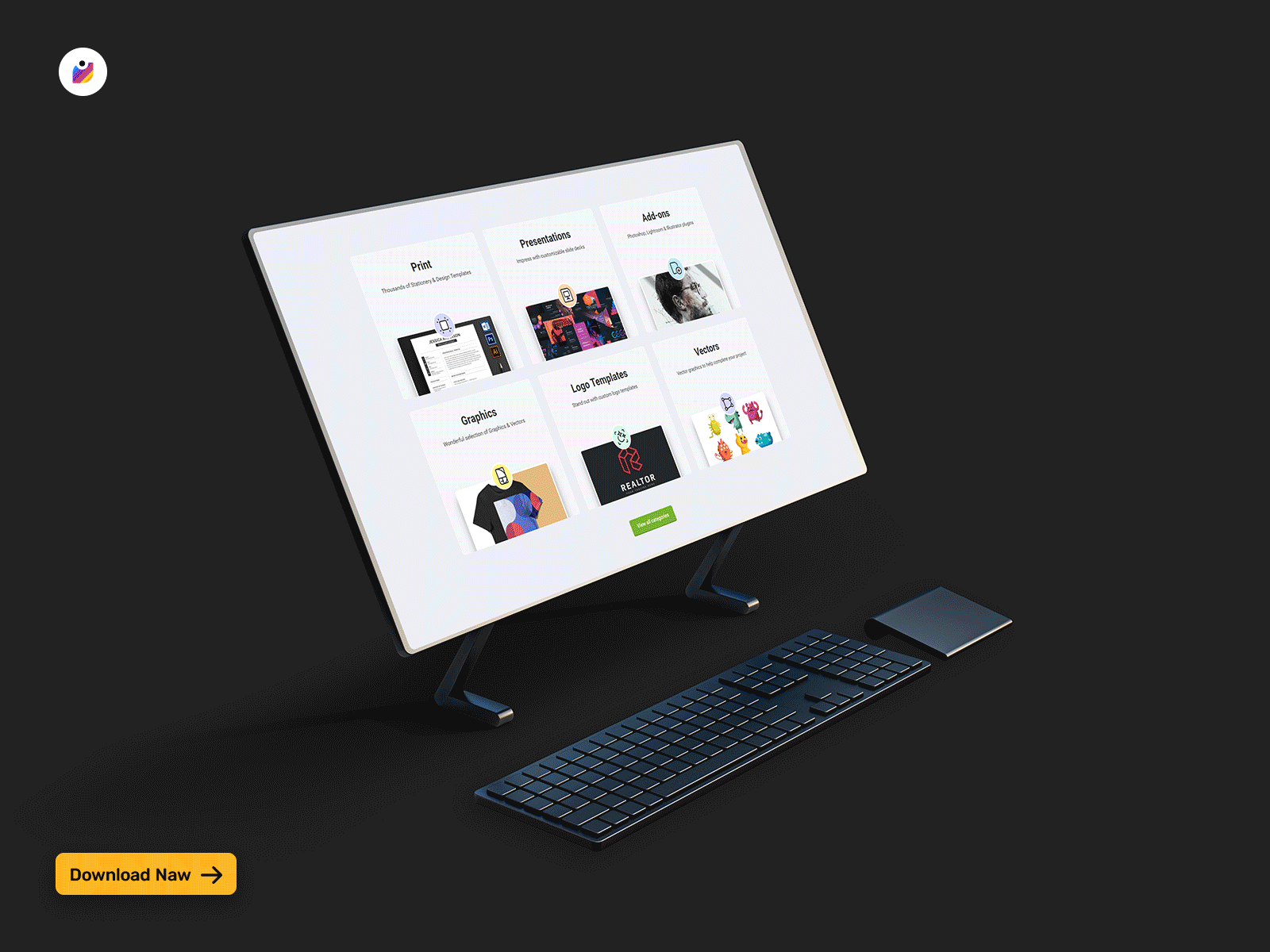 Desktop Computer Presentation Screen Mockup animation gif desktop preset device mockup psd presentation design template ui