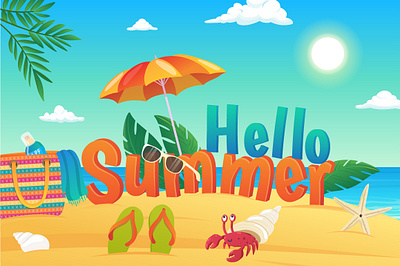 Summer Background background banner cartoon design flat illustration journey poster sea summer summertime template time travel traveling vacation vector wallpaper web website