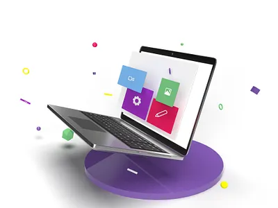 3D abstract of laptop and technology 3d 3drender 3drendering adobedimension dimension illustration render