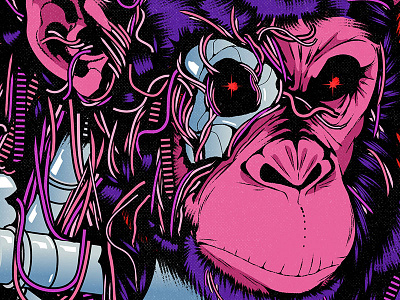 つづく aesthetic ape bot cartoon character cyberpunk design future graphic design illustration lofi machine monkey retro robot skull space terminator vector