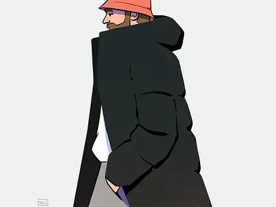 Puffer jacket art colour design drawing fashion illustration paris style winter