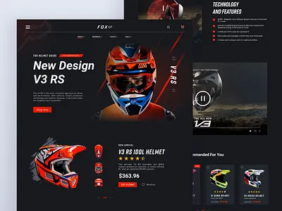 FOX Helmet - Landing Page animation darkmode figma fox helmet landingpage moto sport ui uiux ux web design