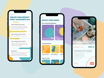 Valentine's day App app design colorful design design concept experience design interface design mobile app mobile app design mobile design mobile ui mobile uiux mobile ux music ui ux valentines day