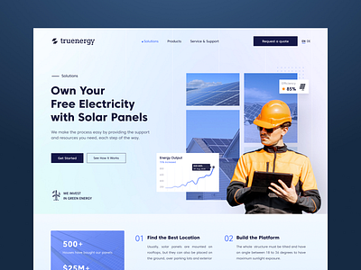 Solar Panel Landing Page UI engineer homepage interface landing landing page design solar energy ui ux web website