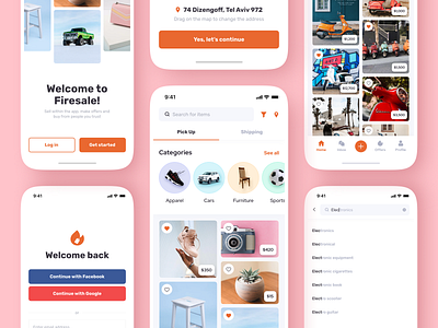 Firesale. Local Marketplace App app design application design ecommerce ecommerce app layout marketplace mobile purchasing selling shopping ui ui ux ui design uidesign ux