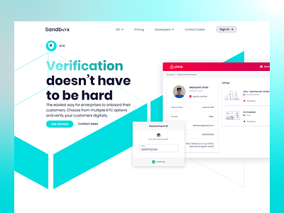 Sandbox | KYC airbnb branding fintech gradient kyc landing page landingpage tax ui uiux ux verification web design web ui