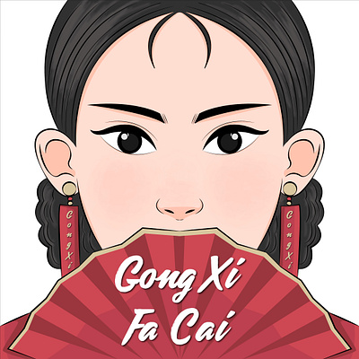 chinese girl character chinese culture chinese new year culture design girl gong xi fa cai illustration