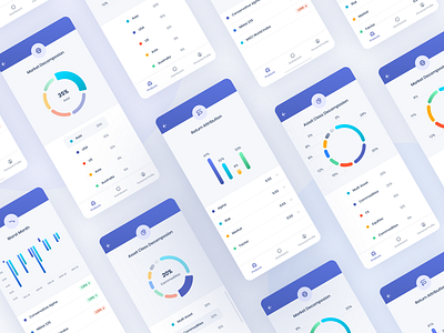 Financial App Mobile UI analitycs analysis chart dashboad design donut chart finance financial app interface investor linechart mobile mobile app mobile ui portfolio product design statistics ui ux