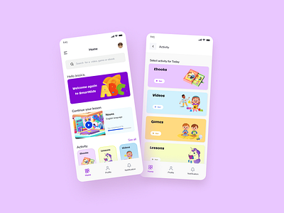 E-Learning app for Kids elearning kids app kids art minimal ui design uidesign uidesignpatterns uiux uiuxdesigner uxdesign vector