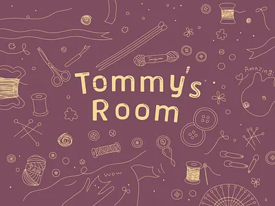 Tommy's room design hand drawn product red sewing winered