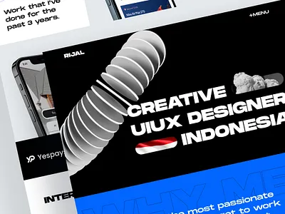 Personal Website Portfolio 🔵⚫️ black blue bold bold typography brutal brutalism dark mode landing page portfolio portofolio simple ui web design