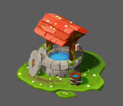 The concept old well 3d art art casual game cg colorful art concept concept art illustration