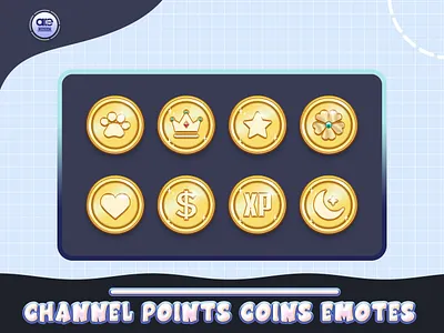 Channel Points Twitch Coins, Channel Points Icons Pack animated stream package animated stream screens animated twitch overlay black twitch layout channel points channel points icon emote green twitch overlay purple stream pack stream overlay stream overlays stream package sub badges twitch twitch badges twitch cheer twitch icon points twitch package twitch points icons twitch streamer