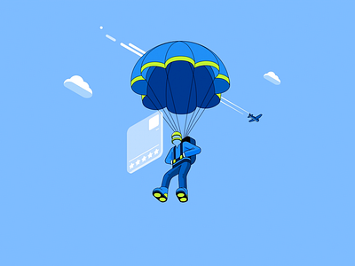 Robinhood Investing - Parachute 2d animation character flat gif illustration isometric lineart loop robinhood socialmedia