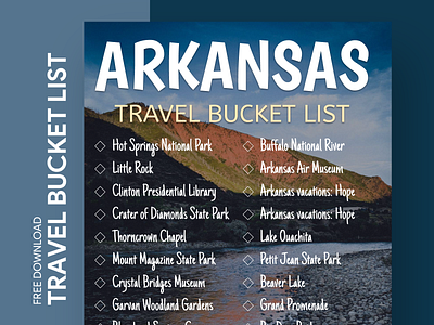 Arkansas Travel Bucket List Free Google Docs Template bucket checklist docs goals google journey list print printing summer template templates to do list tour tourism travel traveling trip voyage wishlist
