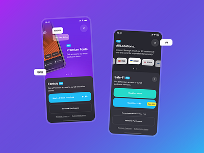 Fontsie & VPN App app app design apple application design inspiration ui ui design ux