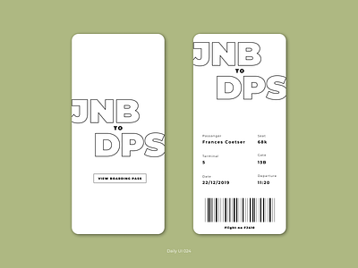 Daily UI 024 - Boarding pass branding daily ui daily ui 001 dailyuichallenge design minimal ui ui design ux ux design web