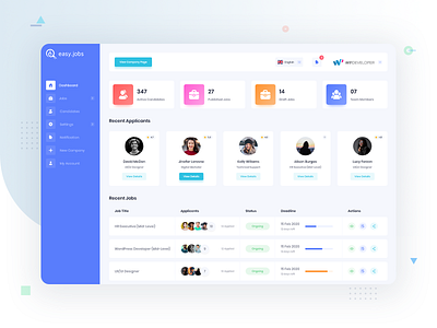 Easy.Jobs | Easiest Talent Recruitment Suite - Dashboard admin template app branding dashboard design haring job product saas ui ux web app