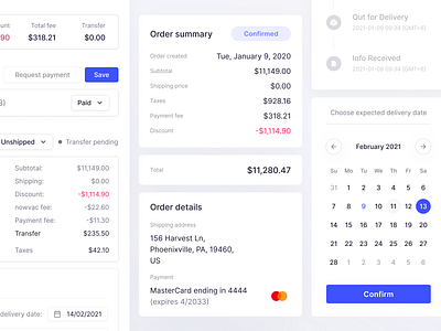 Order details b2b b2b sales buttons calendar calendar ui detail e commerce element elements list marketplace minimal number numbers order order details table ui