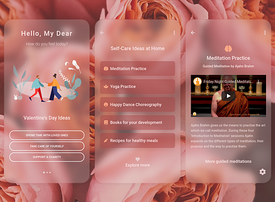 Valentine's Day App Design design illustration material design material design for bootstrap mdb mdbootstrap mobile app mobile app design ui web design