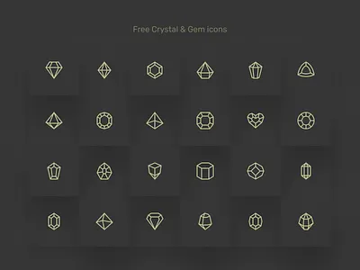 Free Crystals and Gemstone icons pack brilliant crystal figmadesign free freebie game gameicons gemstone hexagon icons item outline packaging polygon stroke vector