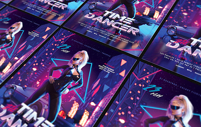 Time Dancer Synthwave Retrowave 80s 80`s 80s back city delorean eighties flyer future girl new outrun party pretty retro retrowave sexy synth synthwave vapor vaporwave