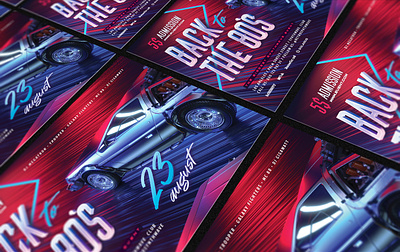 Back to the 80s Party Flyer 80`s 80s back city delorean eighties flyer future girl outrun party pretty retro retrowave sexy synth synthwave vapor vaporwave