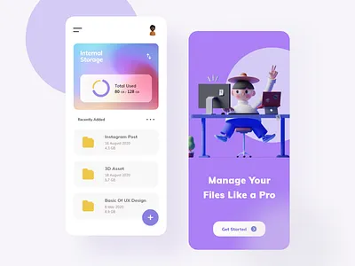 File Manager App Exploration 3d file manager illustration typography ui ui design uidesign uiux