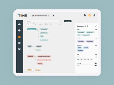 Redesign of our time tracking app admin app clean clean ui flat design labels light time tracking ui ux