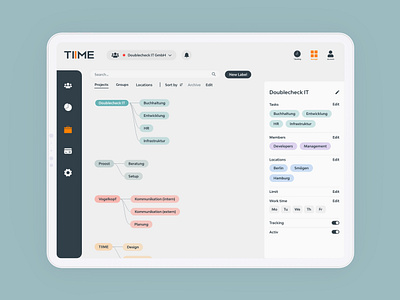 Redesign of our time tracking app admin app clean clean ui flat design labels light time tracking ui ux