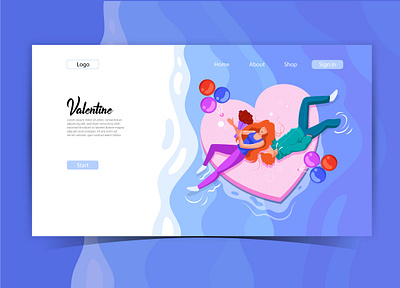 Happy valentine day illustration concept 4 boy and girl branding heart illustration landing page love romance valentine day valentines