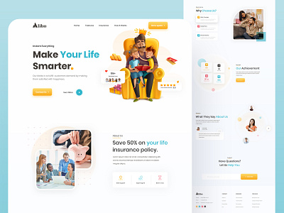 Alibo - Insurance Website Landing Page Design design illustration insurance insurance company landing page landing page design landingpage minimal modern design trendy design uiux ux web web design webdesign website website concept website design websites