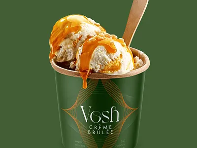 Sustainable Packaging Concept for Vegan Ice-Cream clean concept elegant food for sale gourmet gourmet packaging green ice ice cream luxury packaging packaging design pattern posh premium sustainable vegan vegan logo vegetarian vosh