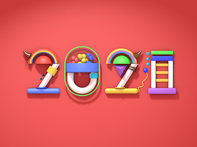 2021牛年文字設計 3d design