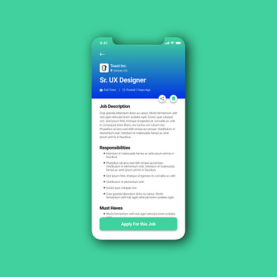 Daily UI 050 - "Job Listing" 050 adobe adobexd app daily ui daily ui 050 daily ui challenge dailyui dailyuichallenge design job application job board job listing job search ui ux