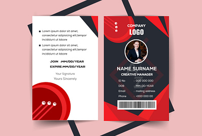 ID Card Design 86x54 card card holder clean company corporate customer support customizable employee id card id card holder identification identity identity card identity cards infinite background layered multipurpose photorealistic professional