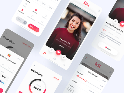 Dating app app app design clean concept dating design feed filter mobile mobile app people profile red ui uiux ux wallet