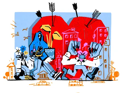 Happy Valentine's Day character character design gift heart holiday illustration inspiration love present procreate ipad pro romantic zajno