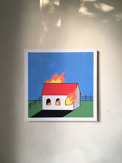 the house is on fire acrylic acrylic painting fire house painting